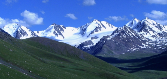 View of mountain range in Kyrgyzstan
