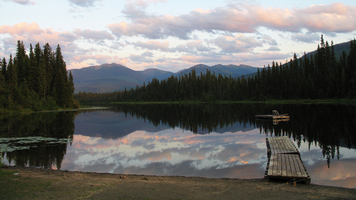 Image of lake with mountains in the background